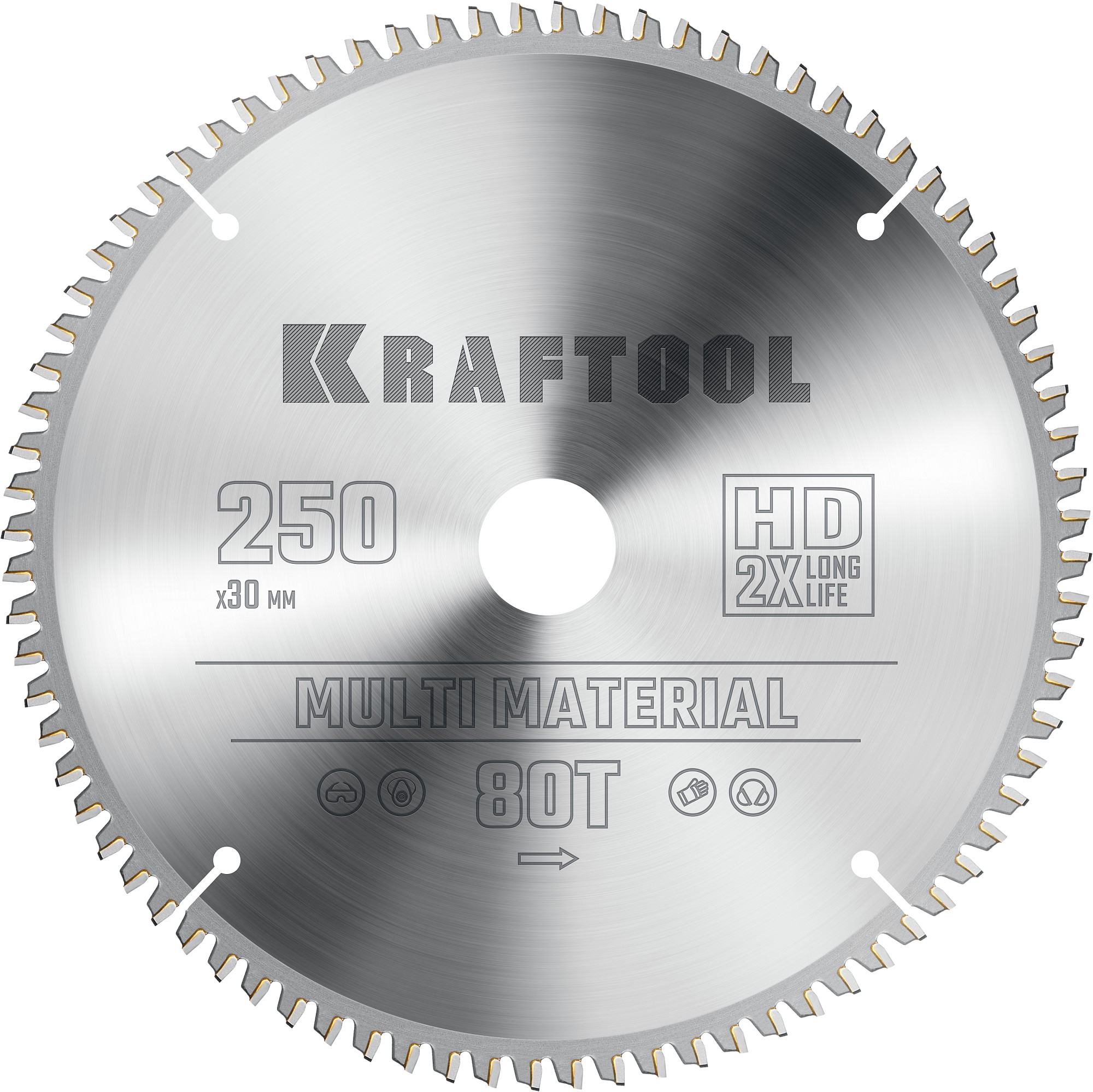 KRAFTOOL Multi Material, 250 х 30 мм, 80Т, пильный диск по алюминию (36953-250-30)