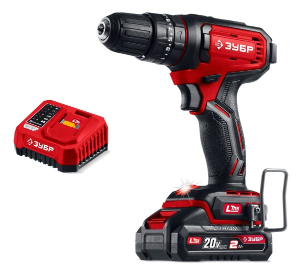 ЗУБР 20 В, 40 Н·м, 1 АКБ LMS (2 А·ч), ударная дрель-шуруповерт (ДШУ-40-21)