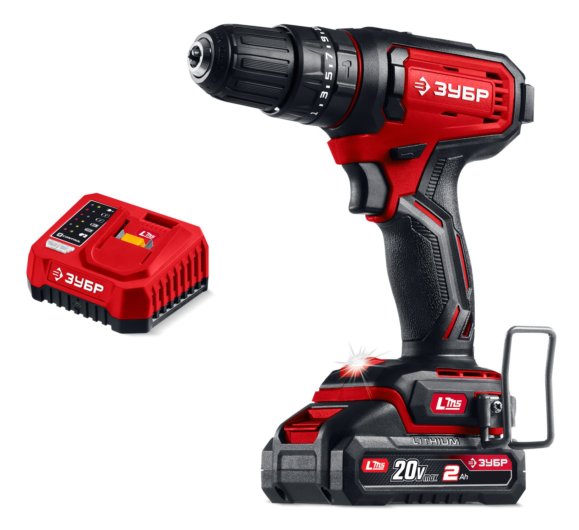 ЗУБР 20 В, 40 Н·м, 1 АКБ LMS (2 А·ч), ударная дрель-шуруповерт (ДШУ-40-21)