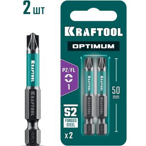 KRAFTOOL OPTIMUM PZ/FL 1, 50 мм, 2 шт, биты (261241-1-50-2)