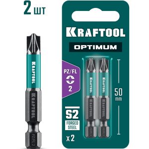 KRAFTOOL OPTIMUM PZ/FL 2, 50 мм, 2 шт, биты (261241-2-50-2)