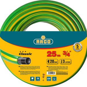 RACO CLASSIC, 3/4″, 25 м, 20 атм, трёхслойный, армированный, поливочный шланг (40306-3/4-25)
