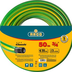 RACO CLASSIC, 3/4″, 50 м, 20 атм, трёхслойный, армированный, поливочный шланг (40306-3/4-50)