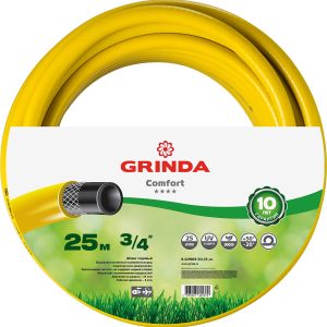 GRINDA Comfort, 3/4″, 25 м, 25 атм, трёхслойный, армированный, поливочный шланг (8-429003-3/4-25)