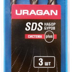 URAGAN 3 шт: 5 х 160, 6 х 160, 8 х 160 мм, набор SDS-plus буров (901-25554-H3) — изображение 1