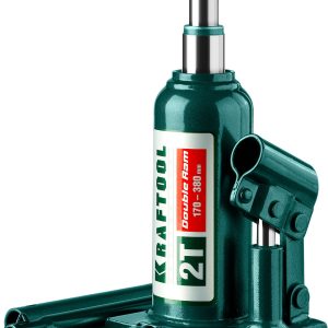 KRAFTOOL DOUBLE RAM, 2 т, 170 - 380 мм, с увеличенным подъемом, двухштоковый бутылочный домкрат (43463-2)