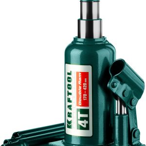KRAFTOOL DOUBLE RAM, 4 т, 170 - 420 мм, с увеличенным подъемом, двухштоковый бутылочный домкрат (43463-4)