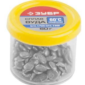 ЗУБР ВУДА, (Sn12.5, Pb25, Cd12, 5Bi50 ), 60°C, 50 г, легкоплавкий сплав в гранулах (55458-050)