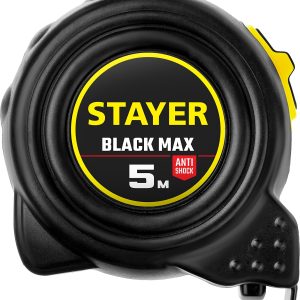 STAYER BlackMax, 5 м х 25 мм, рулетка с двумя фиксаторами, Professional (3410-05-25)