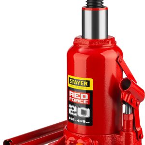 STAYER RED FORCE, 20 т, 242 - 452 мм, бутылочный гидравлический домкрат, Professional (43160-20)