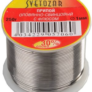 СВЕТОЗАР ПОС 30, 1 мм, 250 г, трубка с флюсом, катушка, припой (SV-55325-250)