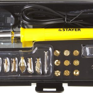 STAYER PROTerm, 30 Вт, 3 в 1, в наборе: 20 насадок, в кейсе, прибор для выжигания, пайки и резки, Professional (45227)