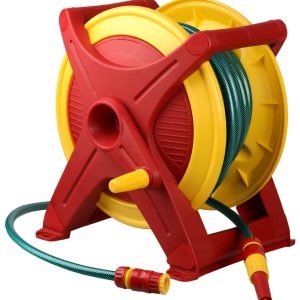 GRINDA HS-25, шланг 25 м x 1/2″, поливочный набор 4 предмета, возможность крепить к стене, катушка со шлангом в комплекте (8-428441)