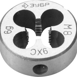 ЗУБР М8 x 1.0 мм, сталь 9ХС, плашка круглая ручная (4-28022-08-1.0)