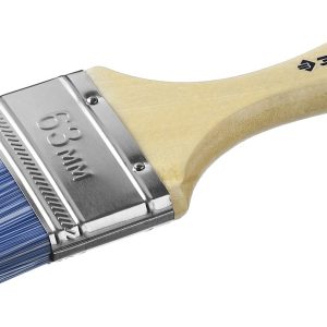 ЗУБР АКВА, 63 мм, 2.5″, светлая искусственная щетина, деревянная ручка, для воднодисперсионных и акриловых ЛКМ, плоская кисть (4-01007-063)