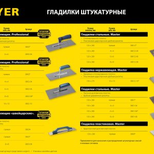 STAYER 130 х 280 мм, зуб 10 х 10 мм, штукатурная гладилка, Professional (0802-10)