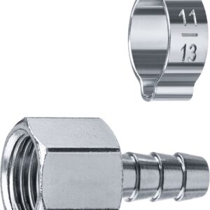 ЗУБР штуцер ″елочка″, 8 мм - 1/4″F, переходник с обжимным хомутом, Профессионал (64923-1/4-08)