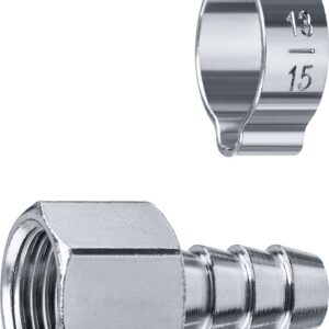 ЗУБР штуцер ″елочка″, 10 мм - 1/4″F, переходник с обжимным хомутом, Профессионал (64923-1/4-10)