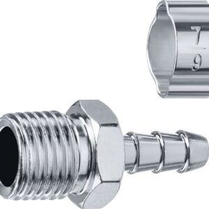 ЗУБР штуцер ″елочка″, 6 мм - 1/4″M, переходник с обжимным хомутом, Профессионал (64924-1/4-06) — изображение 1