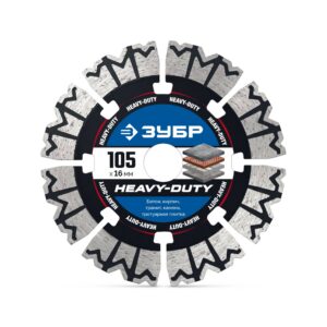 ЗУБР HEAVY DUTY Сотка 105 мм (16 х 15 х 2.2 мм), сегментный алмазный диск, Профессионал (36650-105)