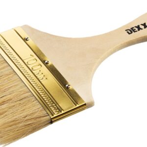 DEXX 100 мм, 4″, натуральная щетина, деревянная ручка, флейцевая, все виды ЛКМ, плоская кисть (0100-100) — изображение 1