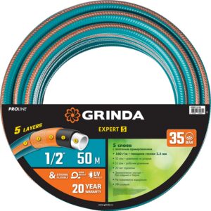 GRINDA EXPERT 5, 1/2″, 50 м, 35 атм, пятислойный, текстильное армирование, поливочный шланг, PROLine (429007-1/2-50) — изображение 1