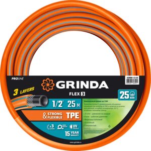 GRINDA FLEX 3, 1/2″, 25 м, 25 атм, из термоэластопласта, трёхслойный, армированный, гибкий, поливочный шланг, PROLine (429008-1/2-25) — изображение 1
