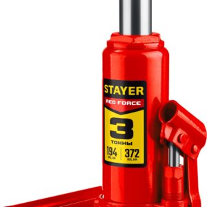 STAYER RED FORCE, 3 т, 194 - 372 мм, бутылочный гидравлический домкрат, Professional (43160-3) — изображение 1