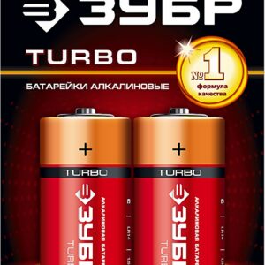 ЗУБР TURBO, С х 2, 1.5 В,, алкалиновая батарейка (59215-2C)