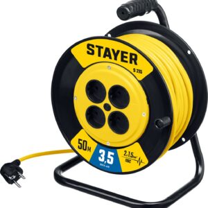 STAYER S-215, ПВС, 2 х 1.5 мм2, 50 м, 3500 Вт, силовой удлинитель на катушке (55072-50)