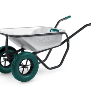 KRAFTOOL MAXDrive-2 110л, 280 кг, двухколесная, с трубным усилителем, кузов 0,9 мм, полиуретановые колеса, тачка строительная (39860)