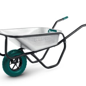 KRAFTOOL MAXDrive-1 110л, 260 кг, одноколесная, с трубным усилителем, кузов 0,9 мм, полиуретановое колесо, тачка строительная (39862)