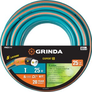 GRINDA EXPERT 5, 1″ 25 м, 25 атм, пятислойный, текстильное армирование, поливочный шланг, PROLine (429007-1-25) — изображение 1