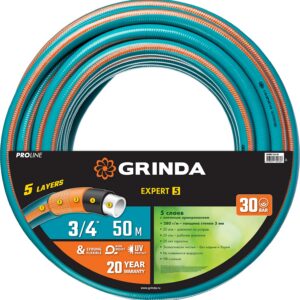 GRINDA EXPERT 5, 3/4″ 50 м, 30 атм, пятислойный, текстильное армирование, поливочный шланг, PROLine (429007-3/4-50) — изображение 1