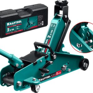 KRAFTOOL S-PIN, в кейсе 2.5 т, 140 - 385 мм, с увеличенным подъемом и фиксатором, подкатной домкрат (43457-2.5-K) — изображение 1