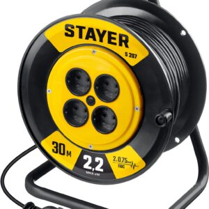 STAYER S-207, ПВС, 2 х 0.75 мм2, 30 м, 2200 Вт, удлинитель на катушке (55073-30) — изображение 1