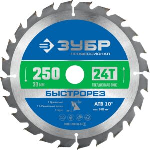 ЗУБР Быстрорез, 250 x 30 мм, 24Т, пильный диск по дереву, Профессионал (36901-250-30-24) — изображение 1