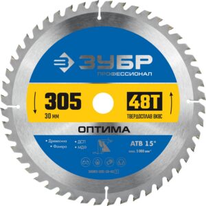 ЗУБР Оптима, 305 x 30 мм, 48Т, пильный диск по дереву, Профессионал (36903-305-30-48) — изображение 1