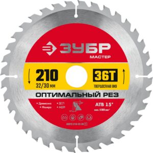 ЗУБР Оптимальный рез 210 x 32/30 мм, 36T, пильный диск по дереву (36912-210-32-36) — изображение 1