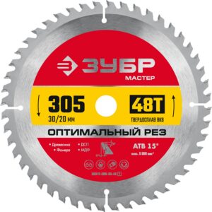 ЗУБР Оптимальный рез, 305 x 30 мм, 48Т, пильный диск по дереву (36912-305-30-48) — изображение 1
