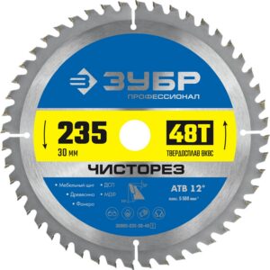 ЗУБР Чисторез, 235 x 30 мм, 48Т, пильный диск по дереву, Профессионал (36905-235-30-48) — изображение 1