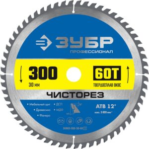 ЗУБР Чисторез, 300 x 30 мм, 60Т, пильный диск по дереву, Профессионал (36905-300-30-60) — изображение 1