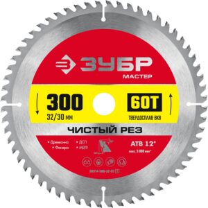 ЗУБР Чистый рез, 300 x 32/30 мм, 60Т, пильный диск по дереву (36914-300-32-60) — изображение 1
