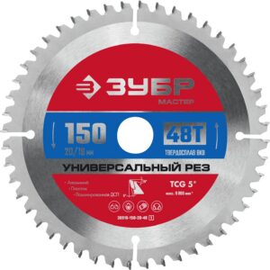 ЗУБР Универсальный рез, 150 x 20/16 мм, 48T, пильный диск по алюминию (36916-150-20-48) — изображение 1