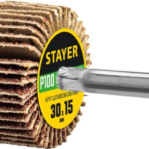 STAYER d 30 x 15 мм, P100, на шпильке d 6 мм, круг шлифовальный лепестковый (36606-100) — изображение 1
