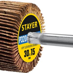 STAYER d 30 x 15 мм, P320, на шпильке d 6 мм, круг шлифовальный лепестковый (36606-320)