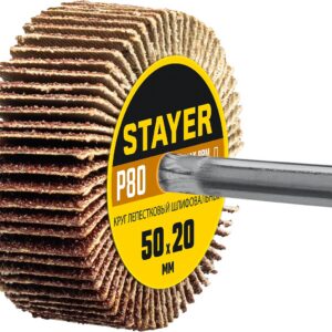 STAYER d 50 x 20 мм, P80, на шпильке d 6 мм, круг шлифовальный лепестковый (36607-080)