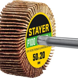 STAYER d 50 x 20 мм, P100, на шпильке d 6 мм, круг шлифовальный лепестковый (36607-100) — изображение 1