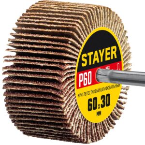 STAYER d 60 x 30 мм, P60, на шпильке d 6 мм, круг шлифовальный лепестковый (36608-060) — изображение 1