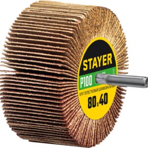 STAYER d 80 x 40 мм, P100, на шпильке d 6 мм, круг шлифовальный лепестковый (36609-100) — изображение 1